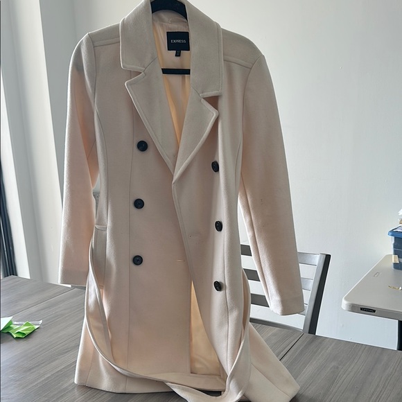 Express Cream Double-Breasted Women's Coat